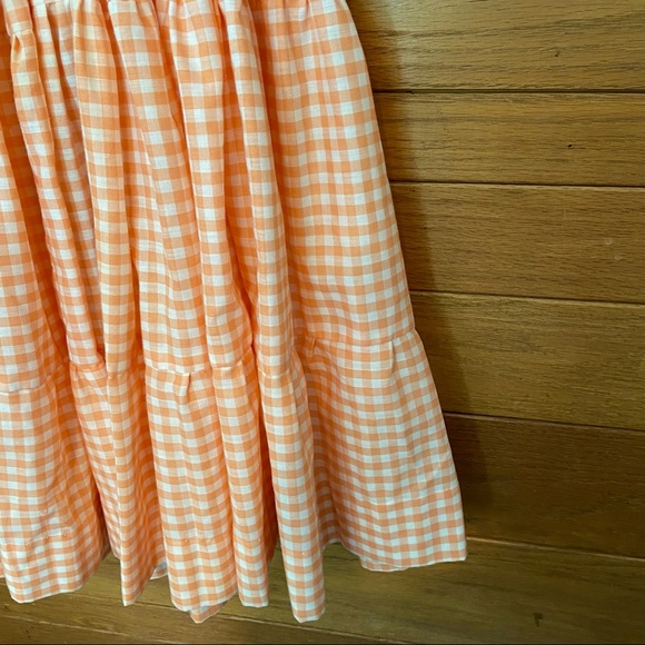 Vintage 1950s gingham orange and white rick rack trim square dancing dress - Picture 5 of 7